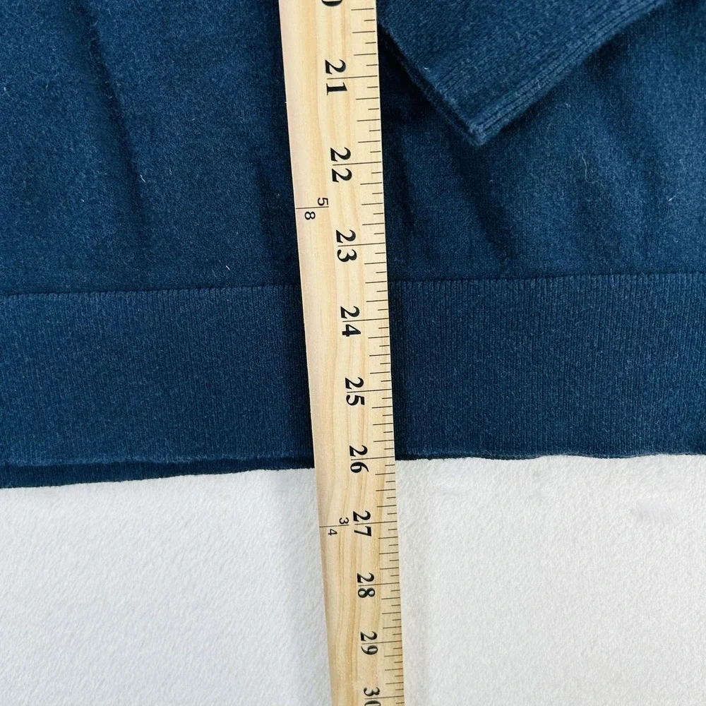 Banana Republic Sweater Mens Medium Blue Mock Neck 1/4 Zip Cotton Cashmere Knit